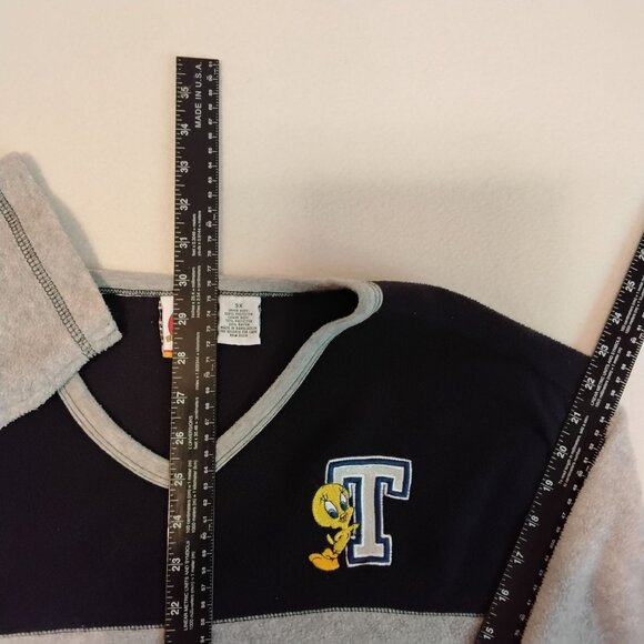 Tweety Looney Tunes Womens 3X V-Neck Long Sleeve Fleece Sweatshirt Gray & Black - Picture 2 of 12